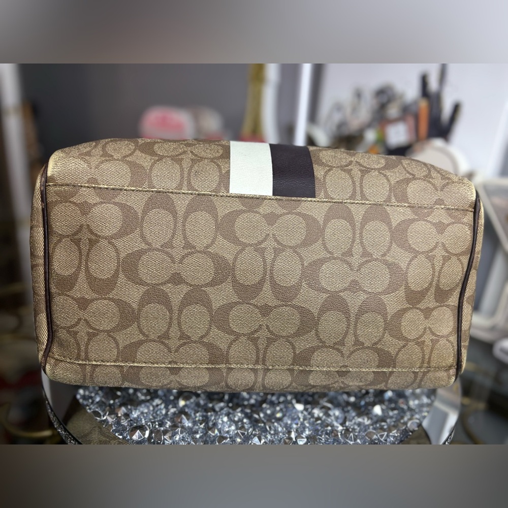 Coach 2009 rehab Heritage Stripe Signature Satchel GUC - Picture 10 of 14
